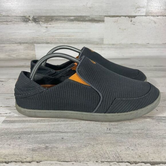 OluKai Mens Nohea Mesh Loafers Shoes Slip‎ On Dark Shadow Gray 9M - Picture 1 of 9